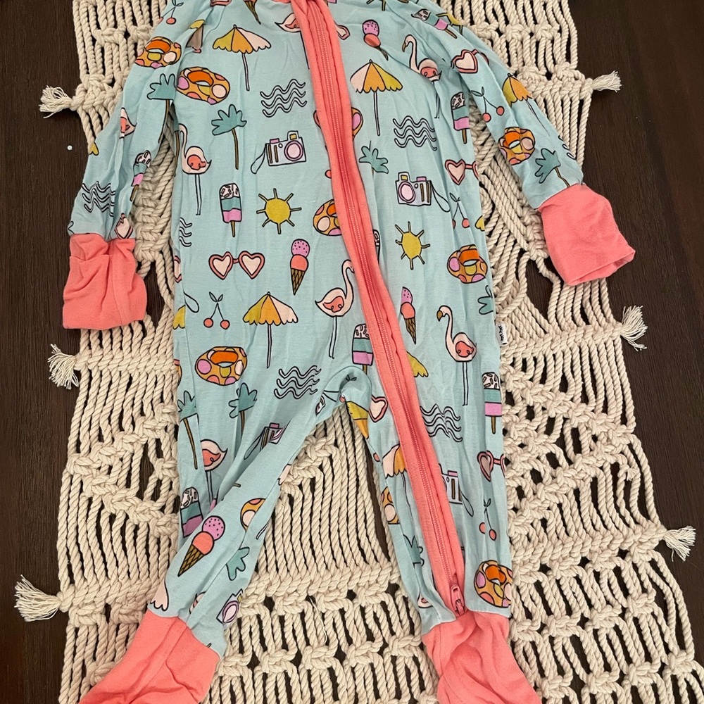 Kids One Piece Pajama - Fun Print with Coral Accents